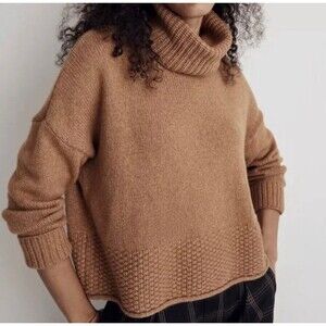Madewell Women’s Turtle Neck Loose Fit Sweater Camel Cozy Winter Holiday-XS